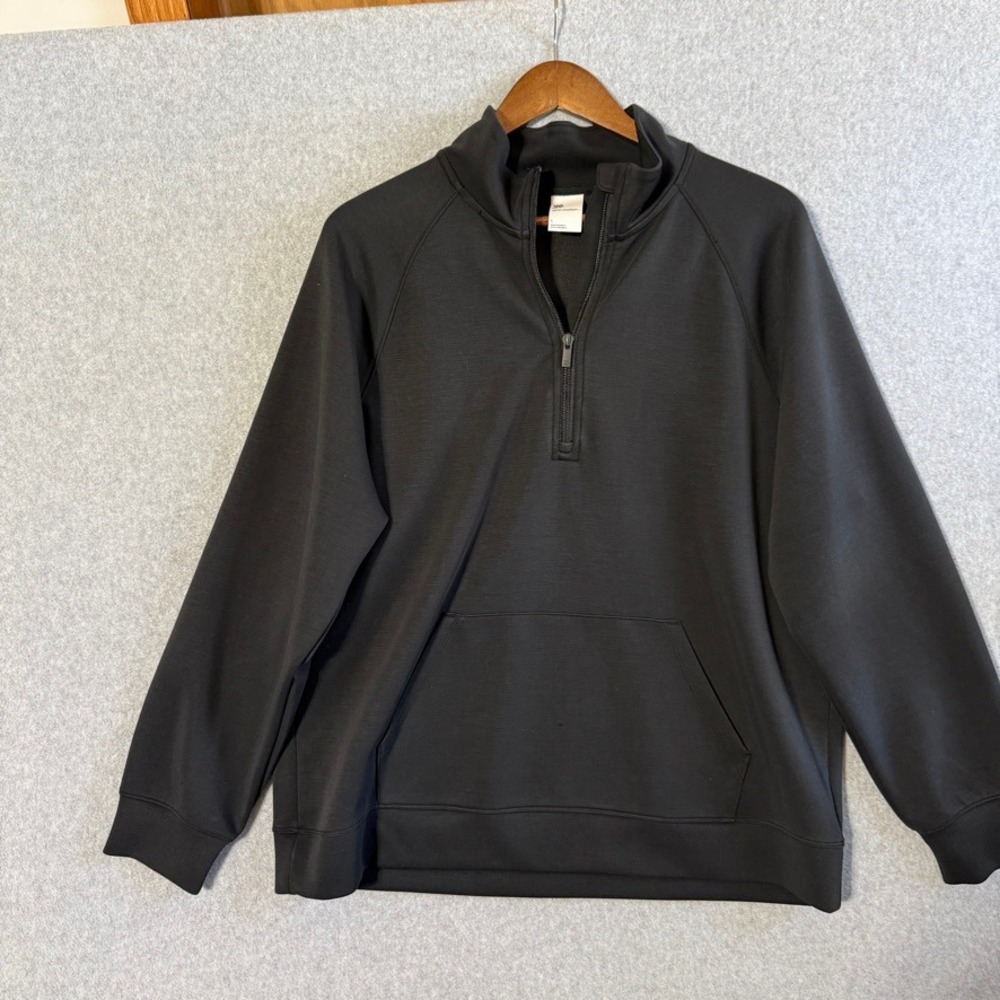 All in Motion Quarter Zip Pullover Large Black NWOT Kangaroo Pocket Raglan